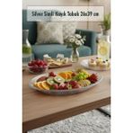 Mustran Silver Simli Büyük Kayık Tabak Sunum & Servis Tabağı - 26,5 x 39,5 cm - Çok Renkli