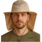Mustran Uv Korumalı Enseli Outdoor Şapka Bahçe Balıkçı Kamuflaj Güneş Şapkası Hafif - Tek Beden - Bej