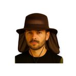 Mustran Uv Korumalı Enseli Outdoor Şapka Güneş Koruyucu Safari Balıkçı Şapkası Hafif Tasarım Kahverengi