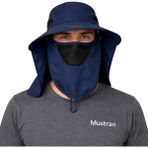 Mustran Uv Korumalı Sök Tak Maskeli Unisex Enseli Şapka Sinek Koruyucu Tarla Balıkçı Kamp Outdoor Plaj - Tek Beden - 002-Lacivert
