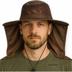 Mustran Yazlık Güneş Şapkası Uv Korumalı Safari Outdoor Balıkçı Şapkası Ense Korumalı Unisex Kahverengi - Tek Beden