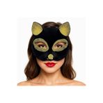 Mustran Yetişkin Siyah Gold Simli Süet Kedi Maskesi, Tek Ebat, SMR-D184-GOLD, Çok Renkli, Üniseks