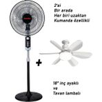 Musullu Batıayaz 18"inç Ayaklı Vantilatör + Harlem Tavan Vantilatör Hediye - 001-Siyah