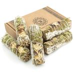 MUT22 5 Adaçayı ve Renkli Çiçek, 10 cm Premium Kaliforniya, %100 Doğal ve Temizleyici, Manevi ve Enerjik Ritüeller için İdeal