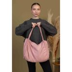 Mute Bag Angelic 00S Shopper Bag Fermuarlı, Astarlı , Kumaş, Kol ve Omuz Çantası / Okul & Günlük(32x36) - Açık Pembe