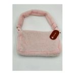 Mute Bag Baby Pink Halkalı Baget / Toz Pembe Peluş Omuz Ve El Çantası
