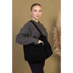 Mute Bag Black / Siyah 00S Shopper Bag Fermuarlı Kumaş Kol ve Omuz Çantası / Okul & Günlük (En: 32 Boy: 36) - --Siyah