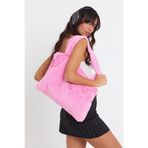 MUTE BAG Cindy Pink Laptop Tote/Kadın Peluş Toscana Bilgisayar Çantası 42x34 Sap 65 Cm Pembe