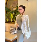 Mute Bag Cluody Bag Cream Baget Kapitone / Krem Quilted Crossbody El Ve Omuz Çantası Boy:27 En:41 Sap:99) - Beyaz