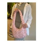 MUTE BAG Cluody Bag Pink Baget Kapitone / Pembe El Ve Omuz Çantası Boy:27 En:41 Sap:90)