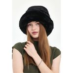 MUTE BAG Cupcake Kışlık Kadın Trend Peluş Black Suni Kürk Peluş Bucket Şapka (58-60 CM) Siyah