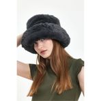 MUTE BAG Cupcake Kışlık Kadın Trend Peluş Grey Suni Kürk Peluş Bucket Şapka (58-60 CM) Gri