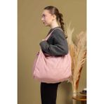 Mute Bag Lolita 00S Shopper Bag Fermuarlı, Astarlı , Kumaş, Kol ve Omuz Çantası / Okul & Günlük(32x36) - 01P-Pembe