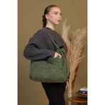 Mute Bag Matcha 00S Shopper Bag Fermuarlı, Astarlı , Kumaş, Kol ve Omuz Çantası / Okul & Günlük - 8114-Koyu Yeşil