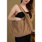 MUTE BAG Mute Bag Camel 00s Shopper Bag Fermuarlı Astarlı Okul Omuz Çantası (32/36) Bej