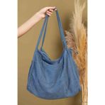 MUTE BAG Mute Bag Deep In Blue 00s Shopper Bag Fermuarlı Astarlı Okul Omuz Çantası (32/36) Mavi
