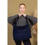 Mute Bag Navy Blue / Lacivert 00S Shopper Bag Fermuarlı, Astarlı , Kumaş, Kol ve Omuz Çantası / Okul & Günlük(32*36) - 003-Lacivert