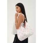 Mute Bag Polka Bag Puantiye Çanta / Puantiyeli Omuz Çantası (28*49) - Beyaz - Pembe