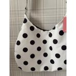 Mute Bag Polka Bag Puantiye Çanta / Puantiyeli Omuz Çantası (28*49) - Beyaz - Siyah
