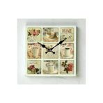 Mutfak Ahşap Duvar Saati – Mb Kare Kahve Temalı | 30x30x3,5 Cm