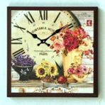 MUTFAK › AHŞAP SAATLER › Saatler-MB KARE ÇİÇEK TEMALI DUVAR SAATİ-42*42*5 CM