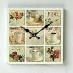 MUTFAK › AHŞAP SAATLER › Saatler-MB KARE KAHVE TEMALI DUVAR SAATİ-30*30*3,5 CM