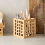 Mutfak Bambu Kare Modern Tasarımlı Kare Kaşıklık 131315 cm