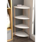 Mutfak Banyo Dolabı Rafı Çok Amaçlı Organizer Raflar Köşelik Ahşap Raflı 4 Katlı Beyaz 110x39