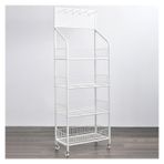 Mutfak Banyo Ofis için Tekerlekli 4 Katmanlı Şeker Atıştırmalık Teşhir Rafı Metal Ayaklı Raf (Beyaz 160 * 27 * 153 cm)