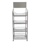 Mutfak Banyo Oturma Odası Ofis için Tekerlekli 4 Katlı Şeker Atıştırmalık Teşhir Rafı (Beyaz 250 * 27 * 140 cm)