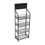 Mutfak Banyo Oturma Odası Ofis ve Garaj için Tekerlekli 4 Katmanlı Metal Atıştırmalık Teşhir Rafı Siyah 250 * 27 * 140 cm