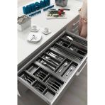 Mutfak Çekmece Içi Düzenleyici, Kaşıklık 94CM x 48CM Yanlar ve Boydan 4cm Kesilebilir, Antrasit