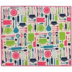 Mutfak Desen Bulaşık Kurutma Altlığı, 35X45 Cm, Pembe Yeşil Çerçeveli, Mutfak Gereçleri Desenli