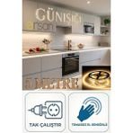 Mutfak Dolabı Tezgah Üstü Ayna Arkası Tam Set Temassız El Sensörlü Adaptörlü 5 Metre LED Aydınlatma - Gün Işığı