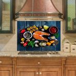 Mutfak Duvar Tezgah Arası Ocak Arkası Sticker Kaplama Balık Baharat