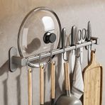 Mutfak Eşyası Tutacağı, Mutfak Gereçleri Rafı Duvara Monte Düzenleyici Kancalar Gri/Beyaz Çoklu Boyutlar(Grey,6Hook)