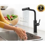Mutfak Eviye Bataryası Duş Şelale 3 Fonksiyonlu Spiralli Mat Siyah Ithal 7 Yıl Garantili