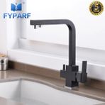 Mutfak Evye Bataryası Dual Flow Su Arıtma Çıkışlı Siyah