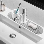 Mutfak Evyesi için Musluk Matı, BOJDOPIE Diyatomlu Toprak Su Emici Taş Tepsi, Mutfak Lavabo Sıçrama Koruması Mutfak Banyo Tezgahı için (45 x 9,9 cm, Açık Gri)