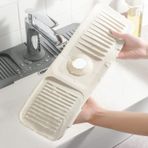 Mutfak Evyesi Sıçrama Koruması, Lavabo için Silikon Boşaltma Matı, Musluk Süzgeç Pedi, Mutfak Lavabo Paspası için Lavabo Koruyucuları, Mutfak Lavabo Aksesuarları için Sünger Tutucu (Beyaz)