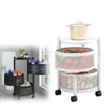 Mutfak Haddeleme Arabası, Tekerlekli Depolama Arabası, 76x34cm, Siyah, 4 Katmanlı Metal Döner Raflar Raf Düzenleyici, Nefes Alabilir Mesh Sepet, Tekerlekler Üzerinde Frenli, Meyve, Vegeta için