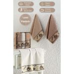 Mutfak Havlu Seti 3’lü Jakarlı Pamuk Coffee Cup - Sütlü Kahve - 30 x 50 cm