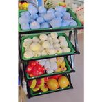 Mutfak için 4 katlı meyve ve sebze saklama düzenleyici, süpermarket için atıştırmalık sepeti rafı, cips torbaları/içecekler/ekmek için, büyük kapasiteli bağımsız sunum rafı