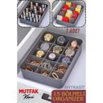 Mutfak Köşesi 15 Bölmeli Düzenleyici, Saat, Takı, Toka, Çorap, Iç Çamaşırı Organizeri - Füme