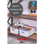Mutfak Köşesi 2'li TidyBox Büyük Boy 9.5 Lt Basic Banyo Organizeri Sepet, Dekoratif Buzdolabı Düzenleyici
