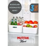Mutfak Köşesi 3'lü FreshBox Dolap İçi Düzenleyici Sepet, Saklama Kutusu, Organizer 1 Adet 9,5 LT + 2 Adet 3,5 LT