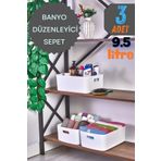 Mutfak Köşesi 3'lü TidyBox Büyük Boy 9.5 Lt Basic Banyo Organizeri Sepet, Dekoratif Buzdolabı Düzenleyici