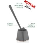 Mutfak Köşesi Antibakteriyel Silikon Uçlu Tuvalet Fırçası Seti - Tuvalet ve Klozet Temizleme Fırçası - Gri