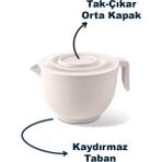 Mutfak Köşesi Brio Kapaklı 3 Litre Çırpma Kabı, Mikser Kase - Karıştırma Kabı - 3 lt - Krem
