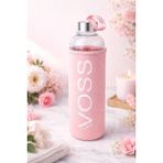 Mutfak Köşesi Sağlıklı Cam Matara 1000 ml Su Şişesi, Kılıflı 1lt Sporcu Matarası - Pembe - 1 lt